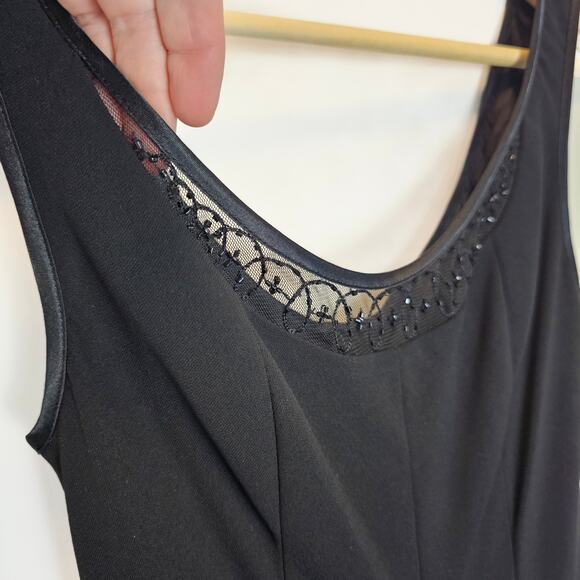 Evan-Picone Vintage Formal Black Scoop Beaded Neckline Sleeveless Midi Size 4 - Picture 3 of 9